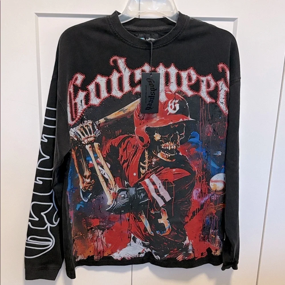 ❌SOLD❌ NWT [Godspeed] Baseball Skelton Grand Slam Graphic Long-Sleeve Men’s XS - Picture 5 of 12